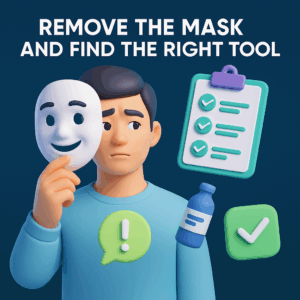 เด็กผู้ชายถือหน้ากากใบหน้าและของใช้ดูแลผิวผู้ชาย สื่อถึงเทคนิคการดูแลตัวเอง พร้อมคำแนะนำและผลิตภัณฑ์บำรุงผิวสำหรับผู้ชาย จากแบรนด์ MDX อันดับ 1 ของไทย.